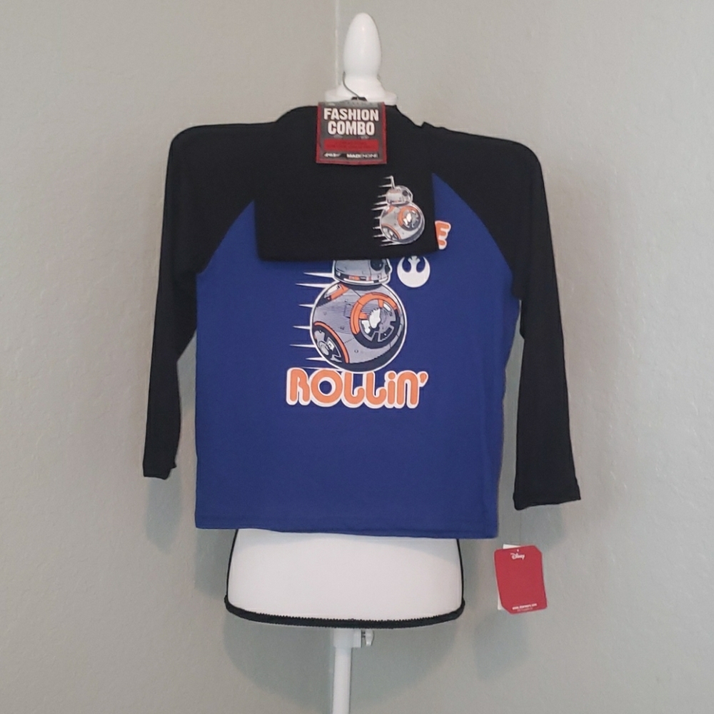 NWT Disney Star Wars Long Sleeve Shirt and hat